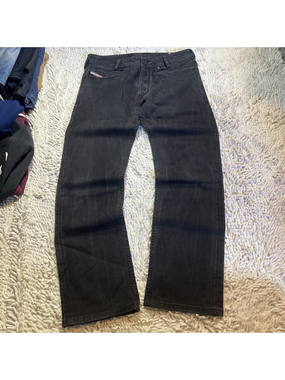 Diesel Poiak Straight Jeans 32x34 (Fit 34x30) Italy Made Black Zipper Pocket